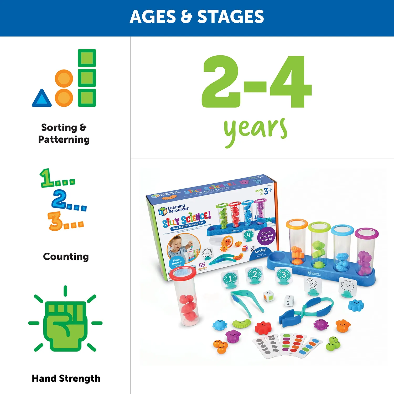 Learning Resources Lustige Wissenschaft Sortierset 55 Teile Pinzette
