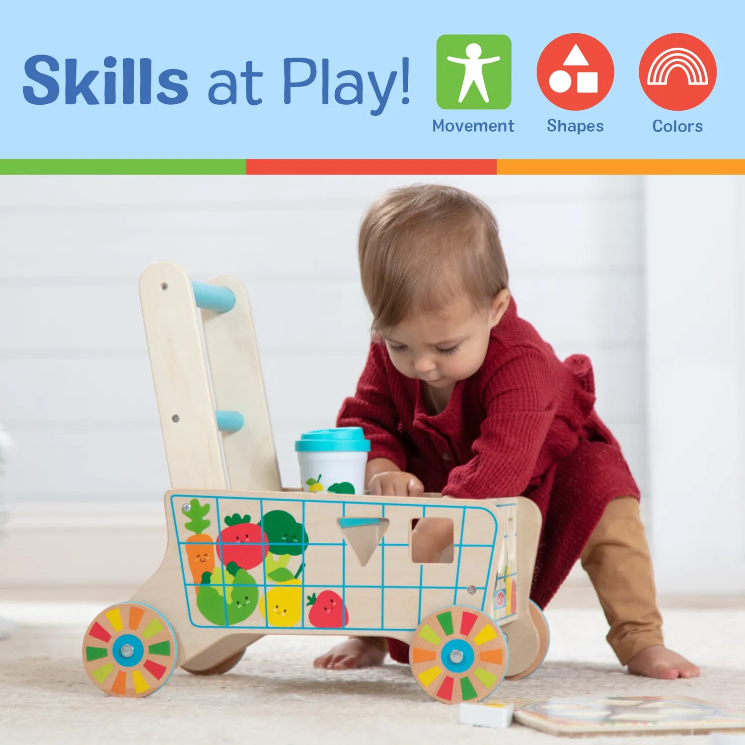 Melissa & Doug Wooden Shape Sorting Grocery Cart Einkaufswagen
