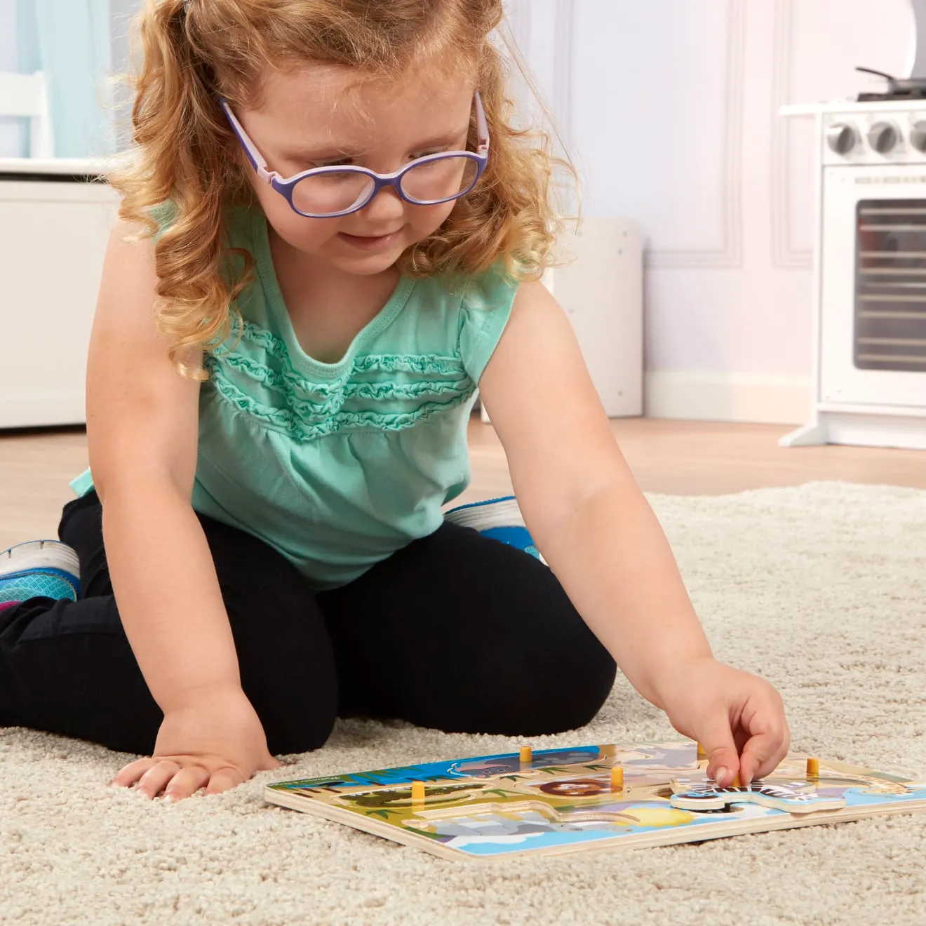 Melissa & Doug Safari Steckpuzzle Holz 7 Teile Tiere