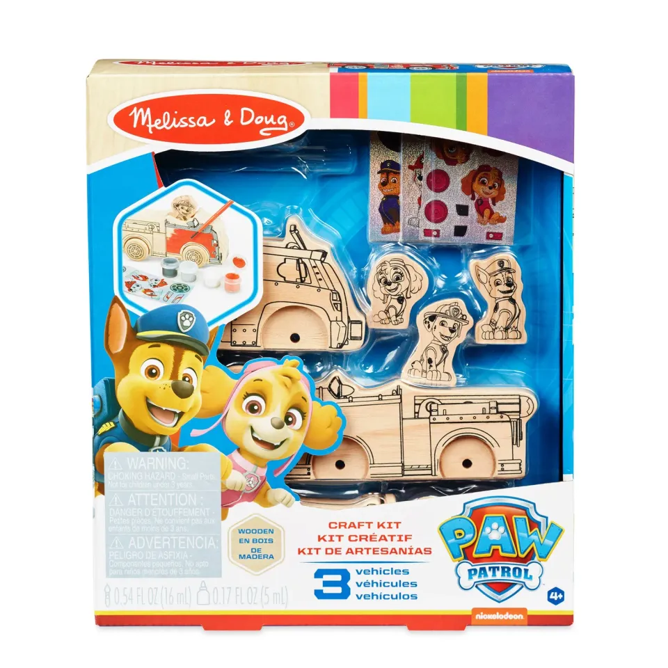 Melissa & Doug PAW Patrol Bastelset Holzfahrzeuge mit Farbe