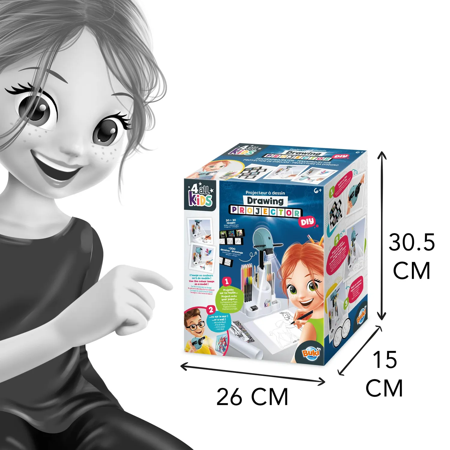 Buki FK004 Zeichenprojektor Set türkis mit 200 Motiven