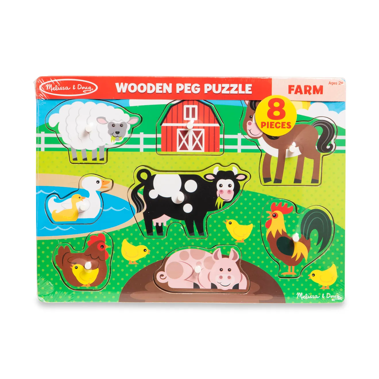 Melissa & Doug Farm Steckpuzzle Holz 8 Teile Bauernhof