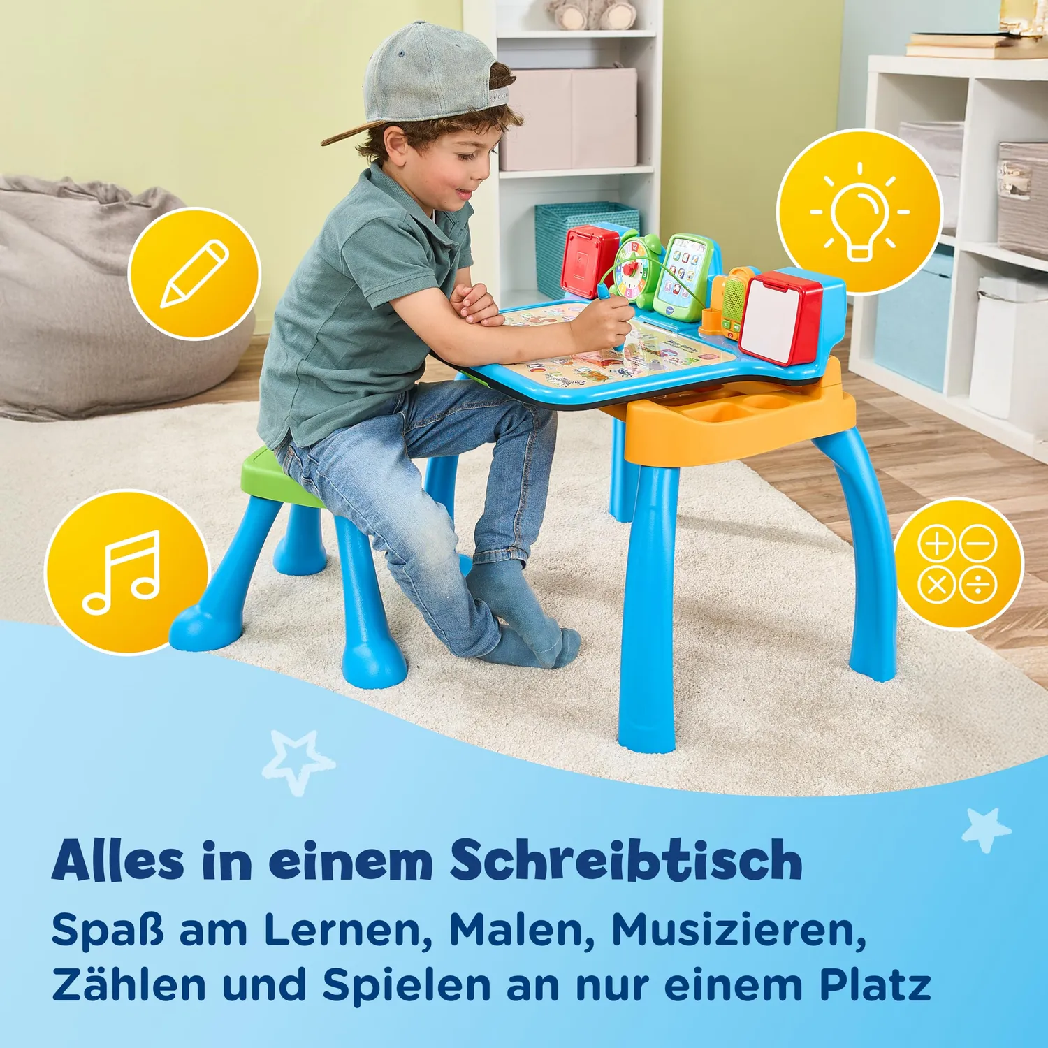VTech 6-in-1 Magischer Schreibtisch Lernstation Stuhl Blau