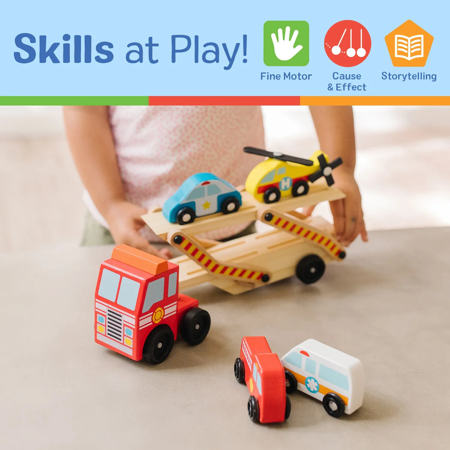 Melissa & Doug Emergency Vehicle Carrier Transporter Holz 4 Autos