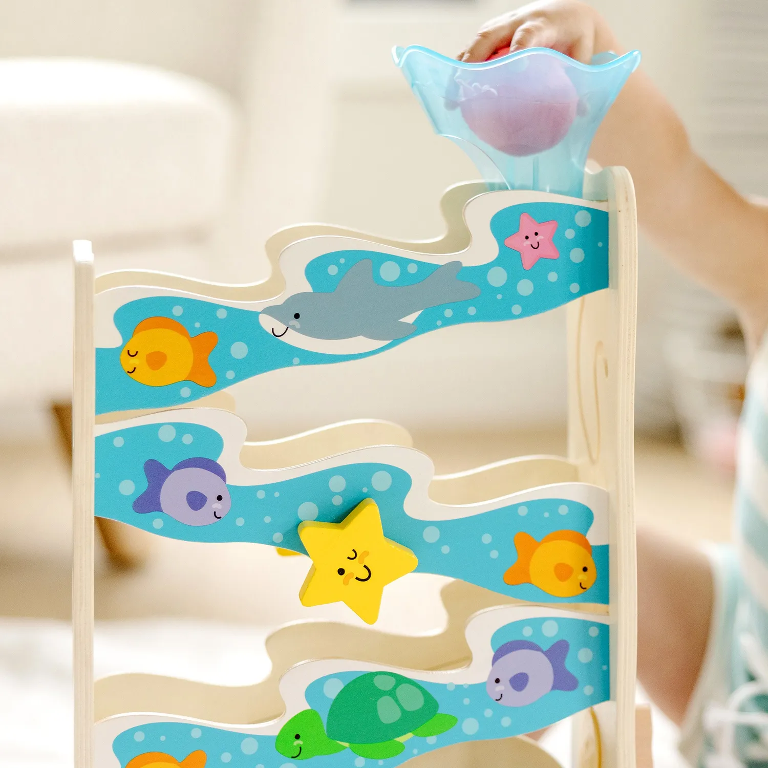 Melissa & Doug Rollables Wooden Ocean Slide Kugelbahn Holz ab 1 Jahr