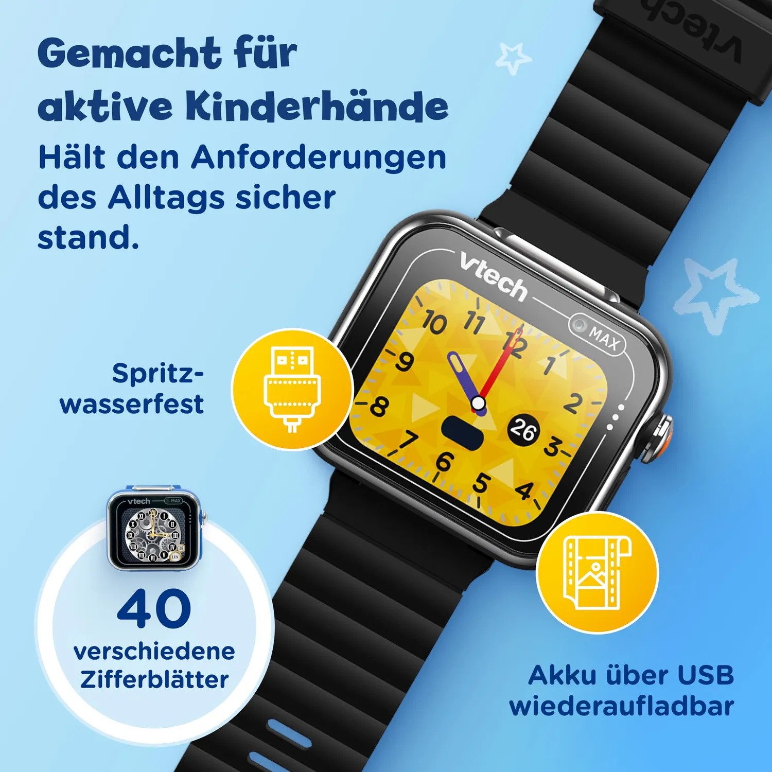 VTech KidiZoom Smart Watch MAX Kinderuhr Schwarz Dualkamera