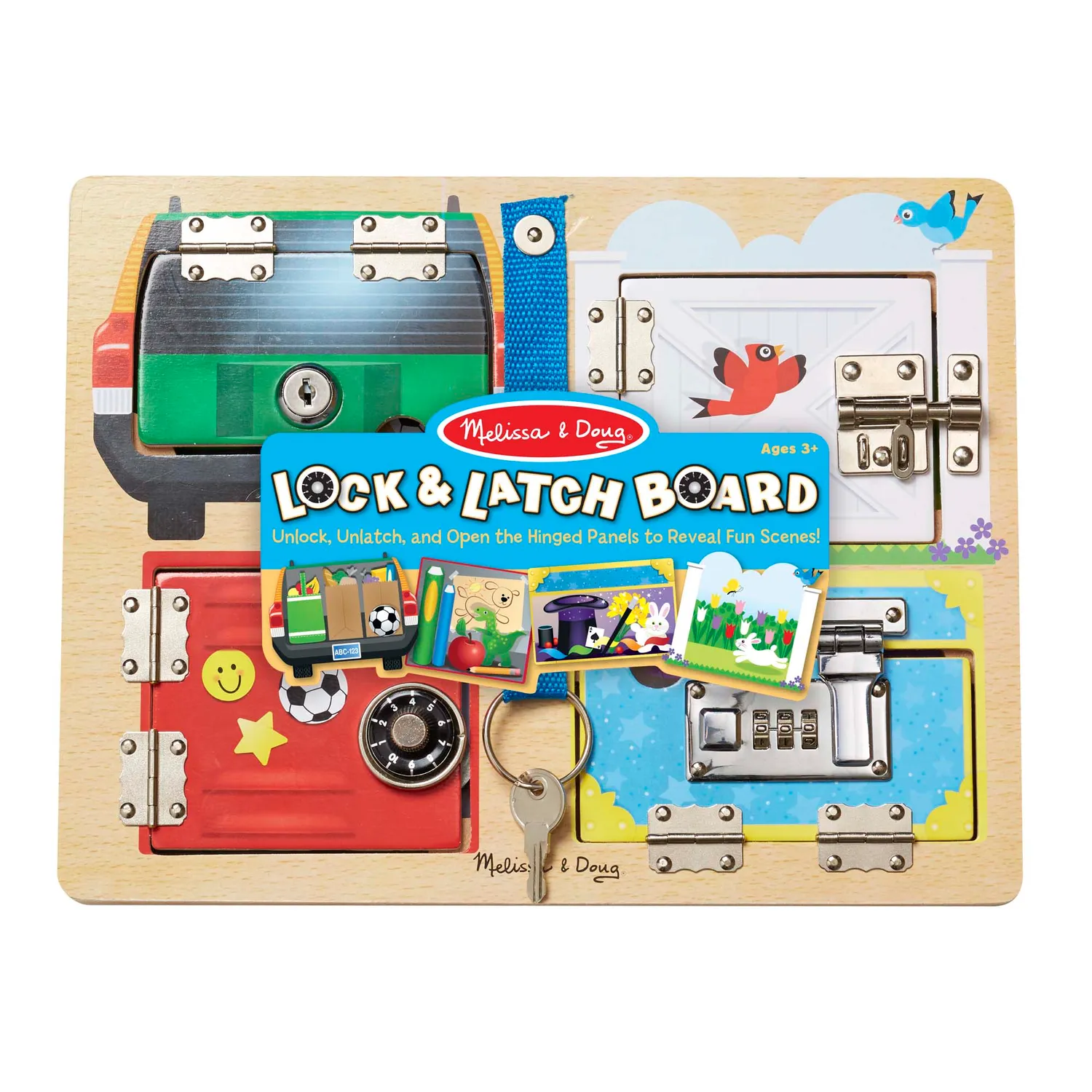 Melissa & Doug Locks & Latches Board Lernbrett Holz Schlösser