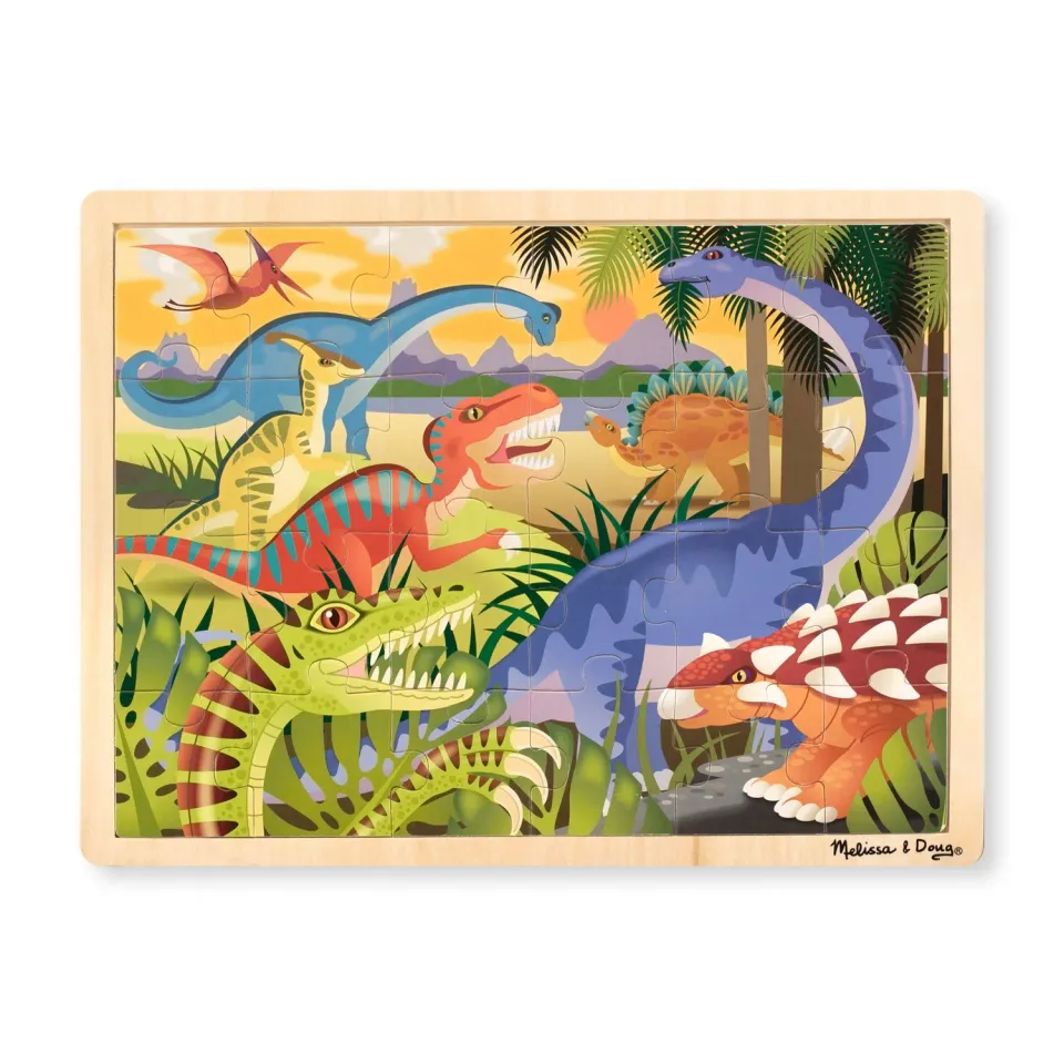 Melissa & Doug Dinosaurier Holzpuzzle 24 Teile mit Tablett