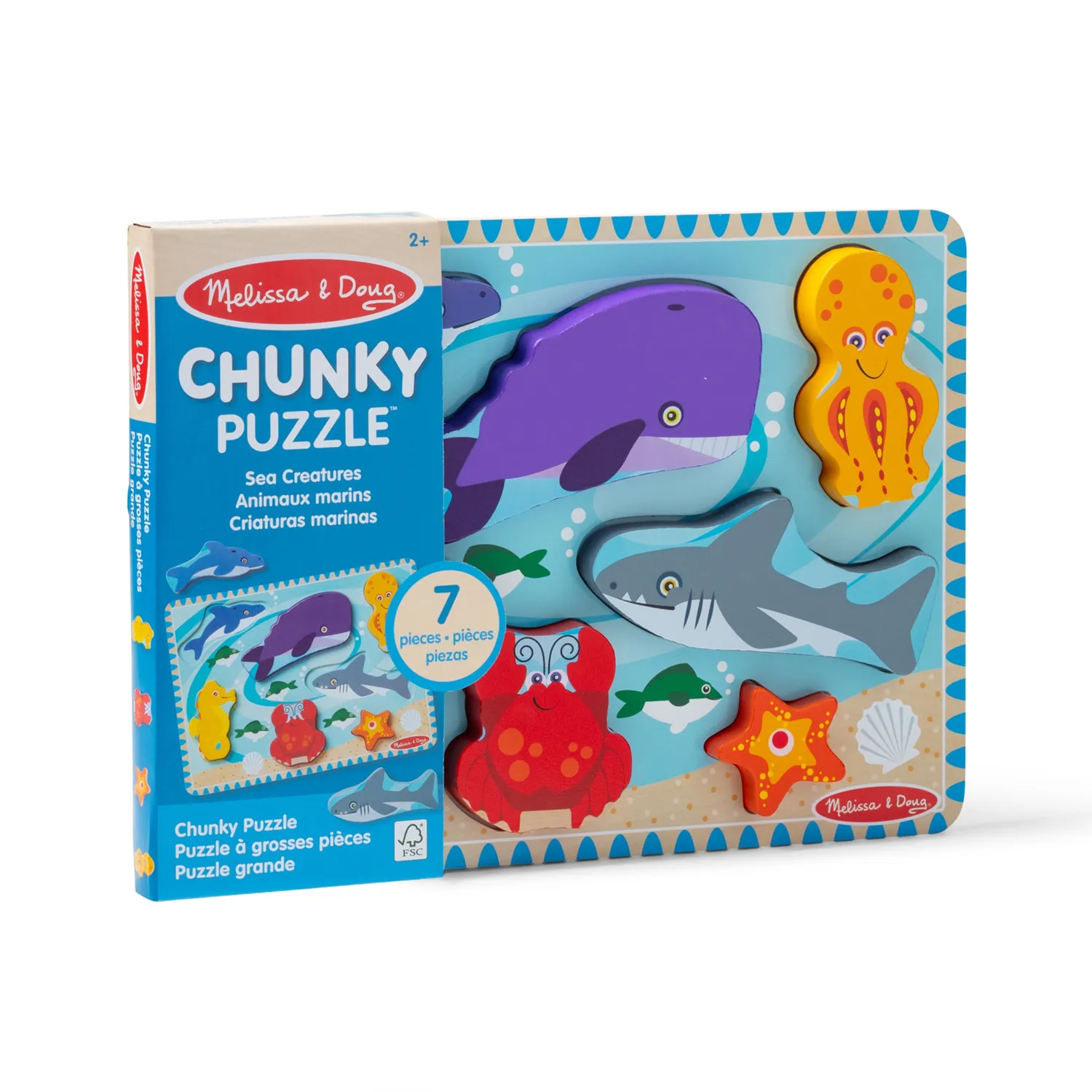 Melissa & Doug Sea Creatures Holzpuzzle 7 Teile Meer