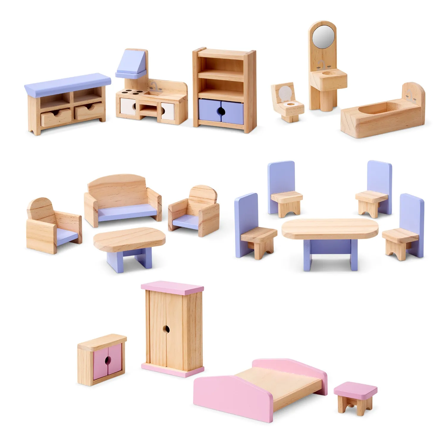 Melissa & Doug Puppenhaus Holz 3-stöckig mit Möbeln