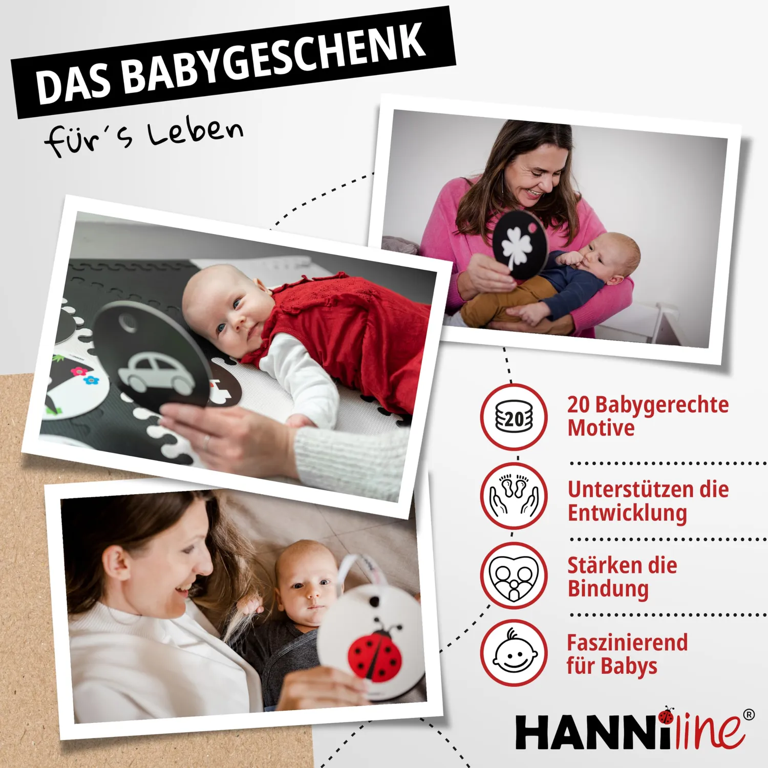 HANNIline Kontrastkarten Baby ab 1. Monat 20 Bilder