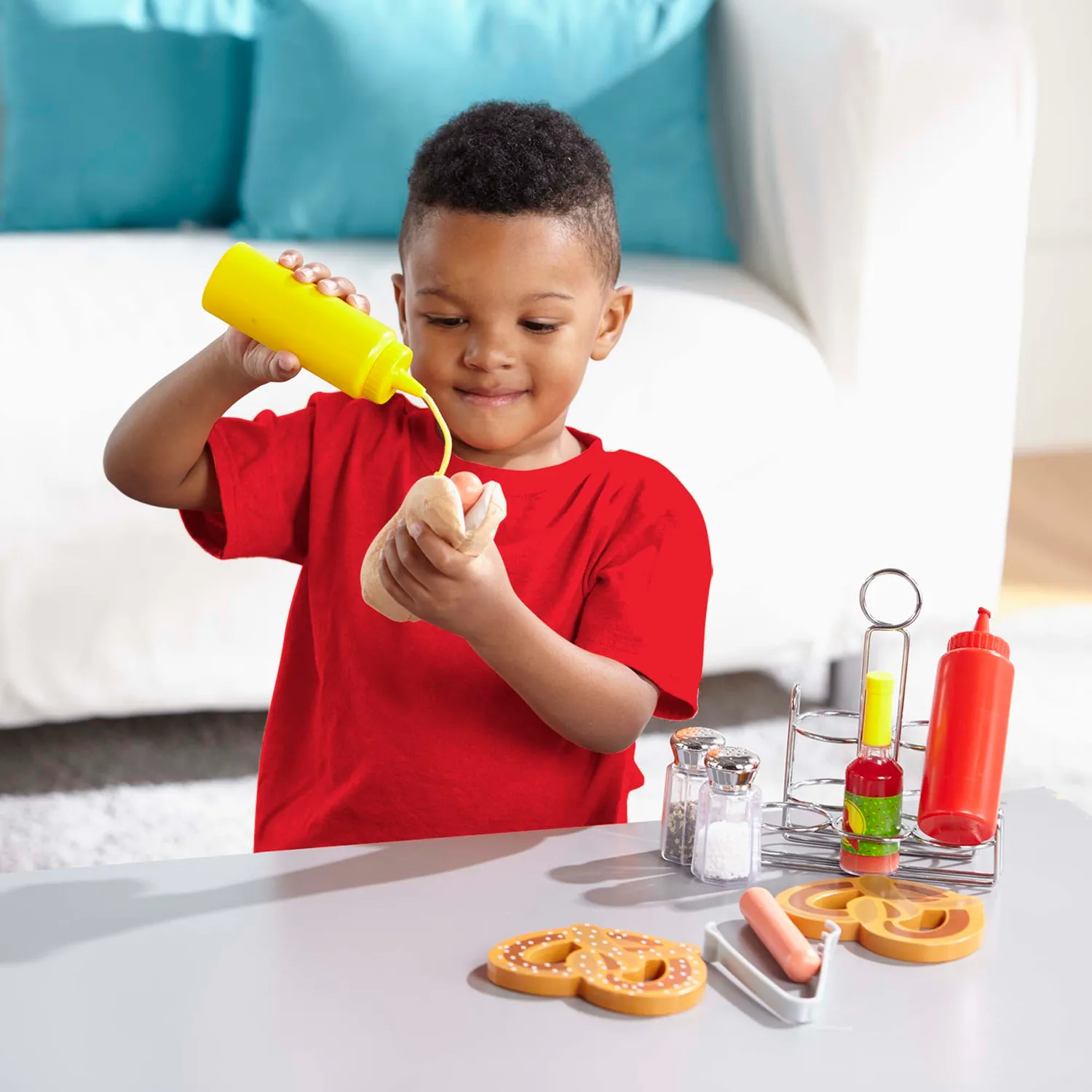 Melissa & Doug Condiments Spielset Spielküche 6-tlg Metallkorb