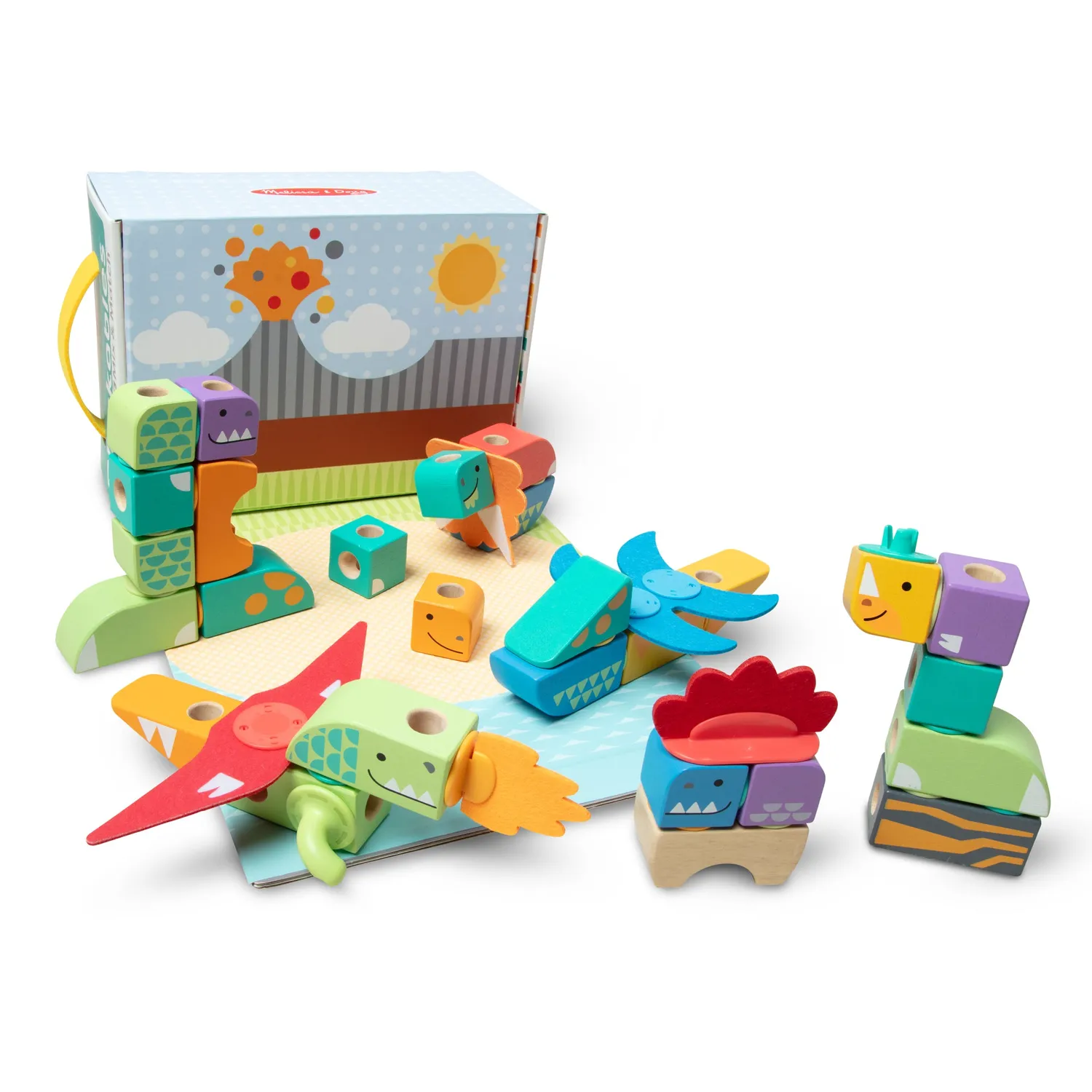 Melissa & Doug Blockables Dinosaurier Bausteine Holz Set