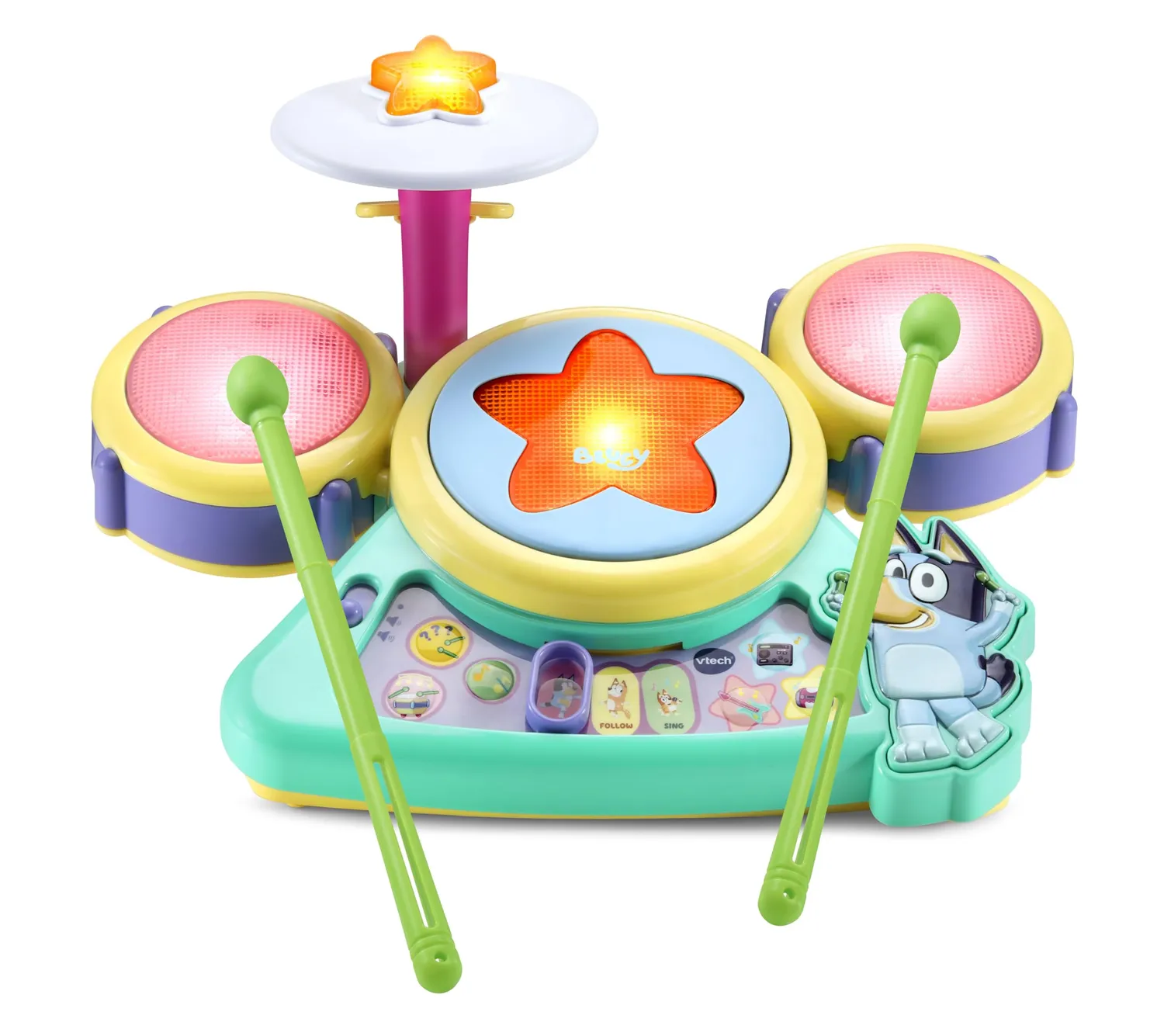 VTech Bluey Hurra Drum Set Schlagzeug mit Licht ab 3 Jahren