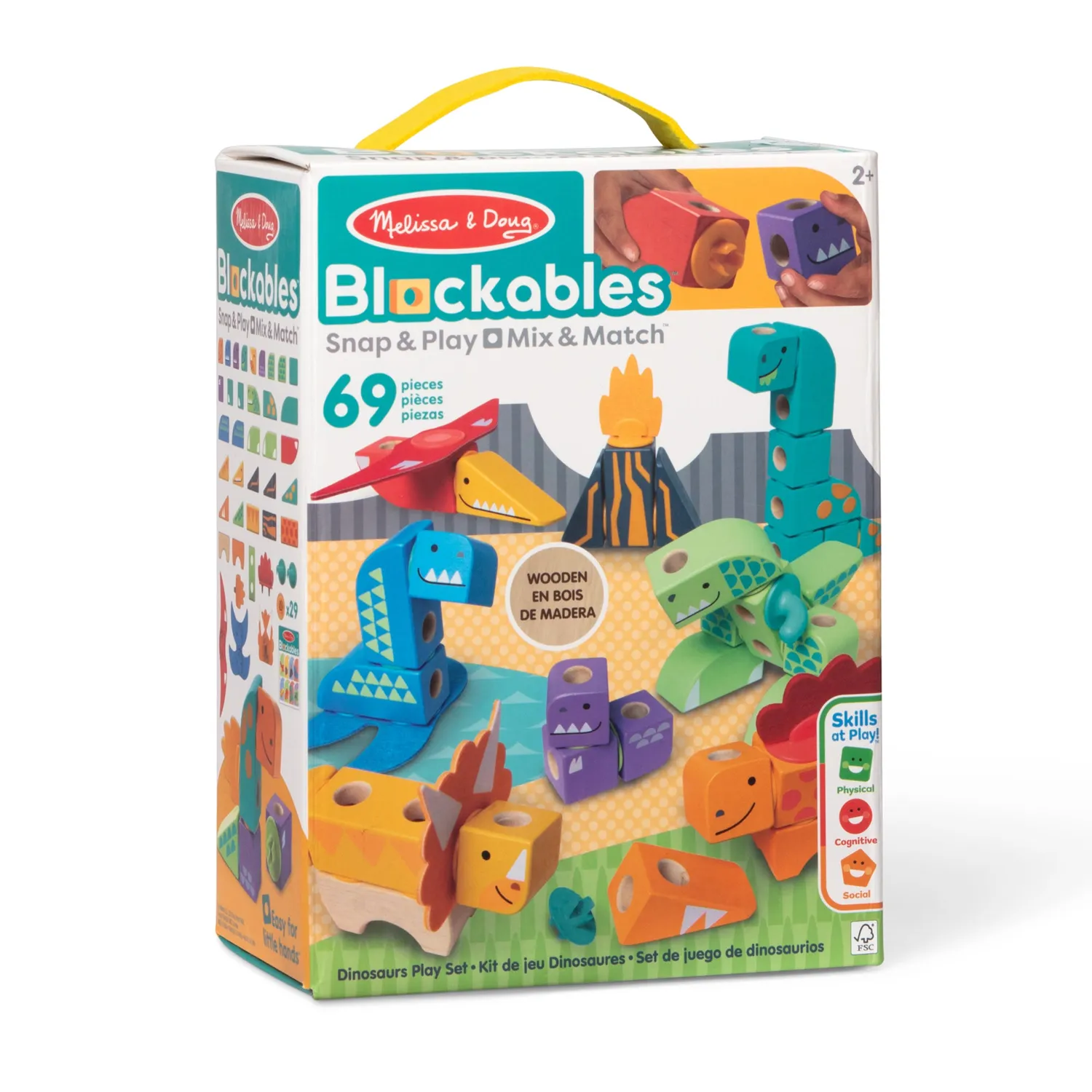Melissa & Doug Blockables Dinosaurier Bausteine Holz Set