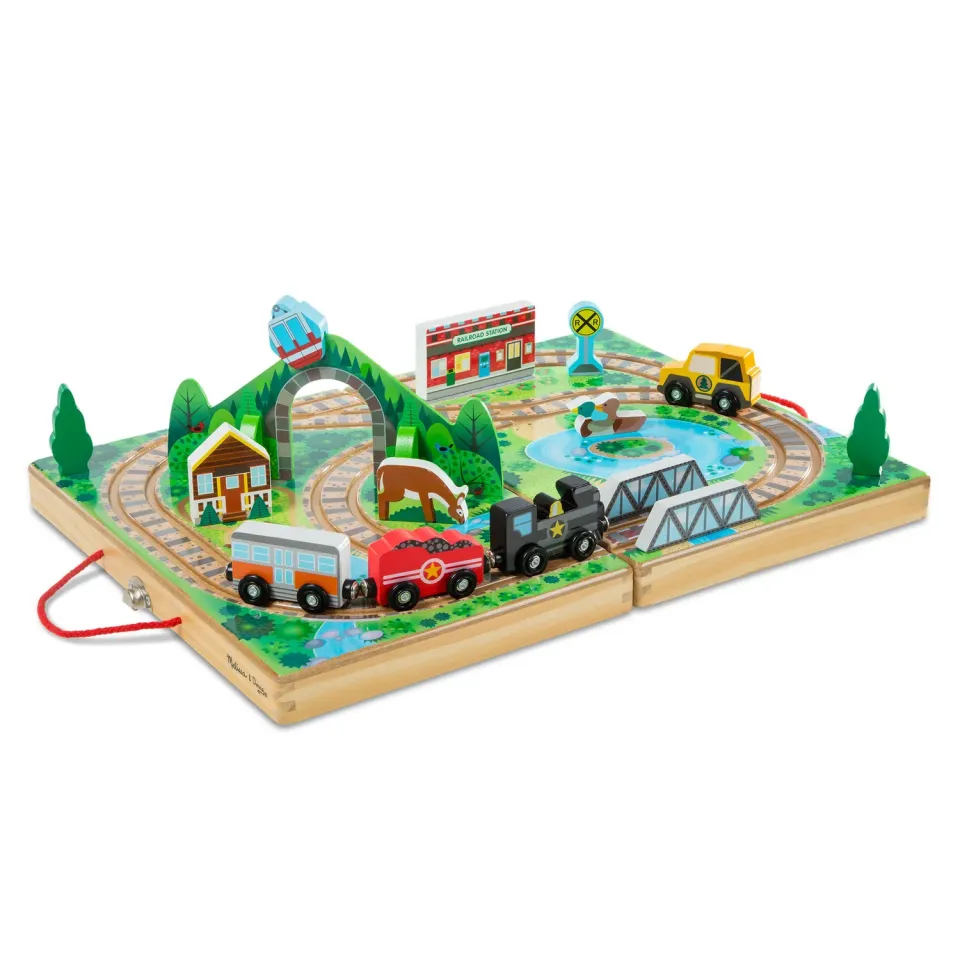 Melissa & Doug Take-Along Railroad Holzeisenbahn Koffer