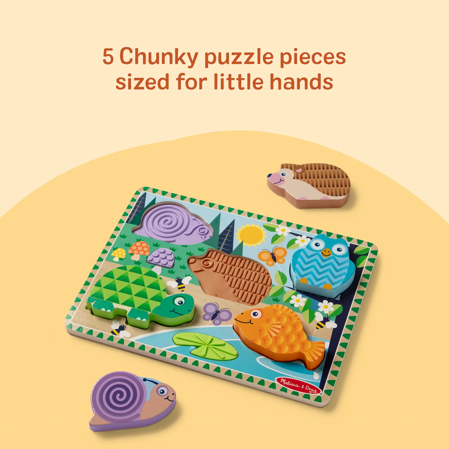 Melissa & Doug Forest Friends Fühlpuzzle Holzpuzzle 5 Teile ab 2J