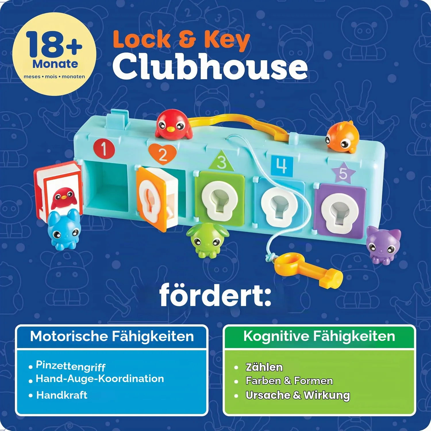 Learning Resources Lock & Key Clubhaus Motorikspiel mit 5 Tieren
