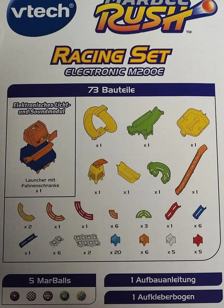 Vtech Marble Rush Racing Set M200 E Kugelbahn 73-teilig mit Sound