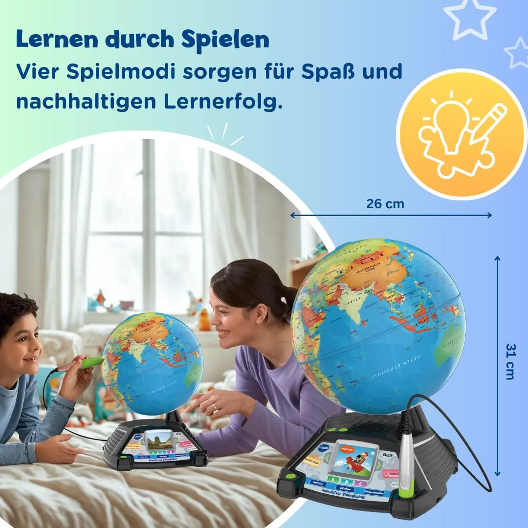 VTech Interaktiver Videoglobus 80-605464 Lernglobus mit Stift