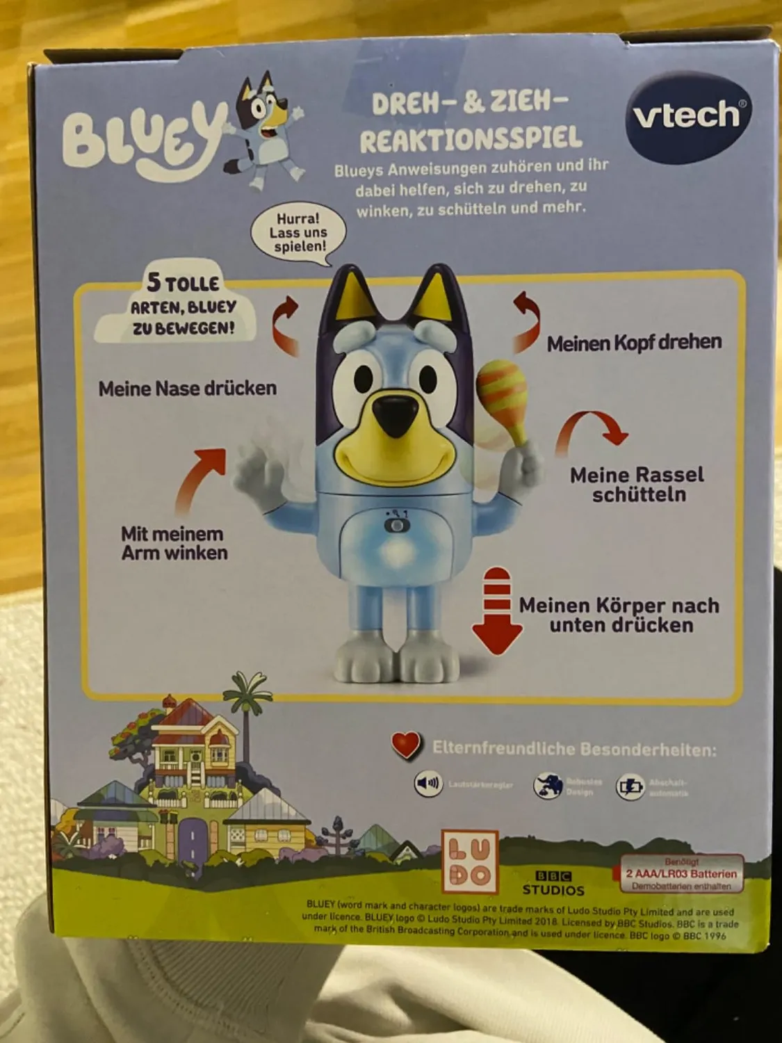 VTech Bluey Dreh- & Zieh-Reaktionsspiel Figur mit Musik 3-6 Jahre