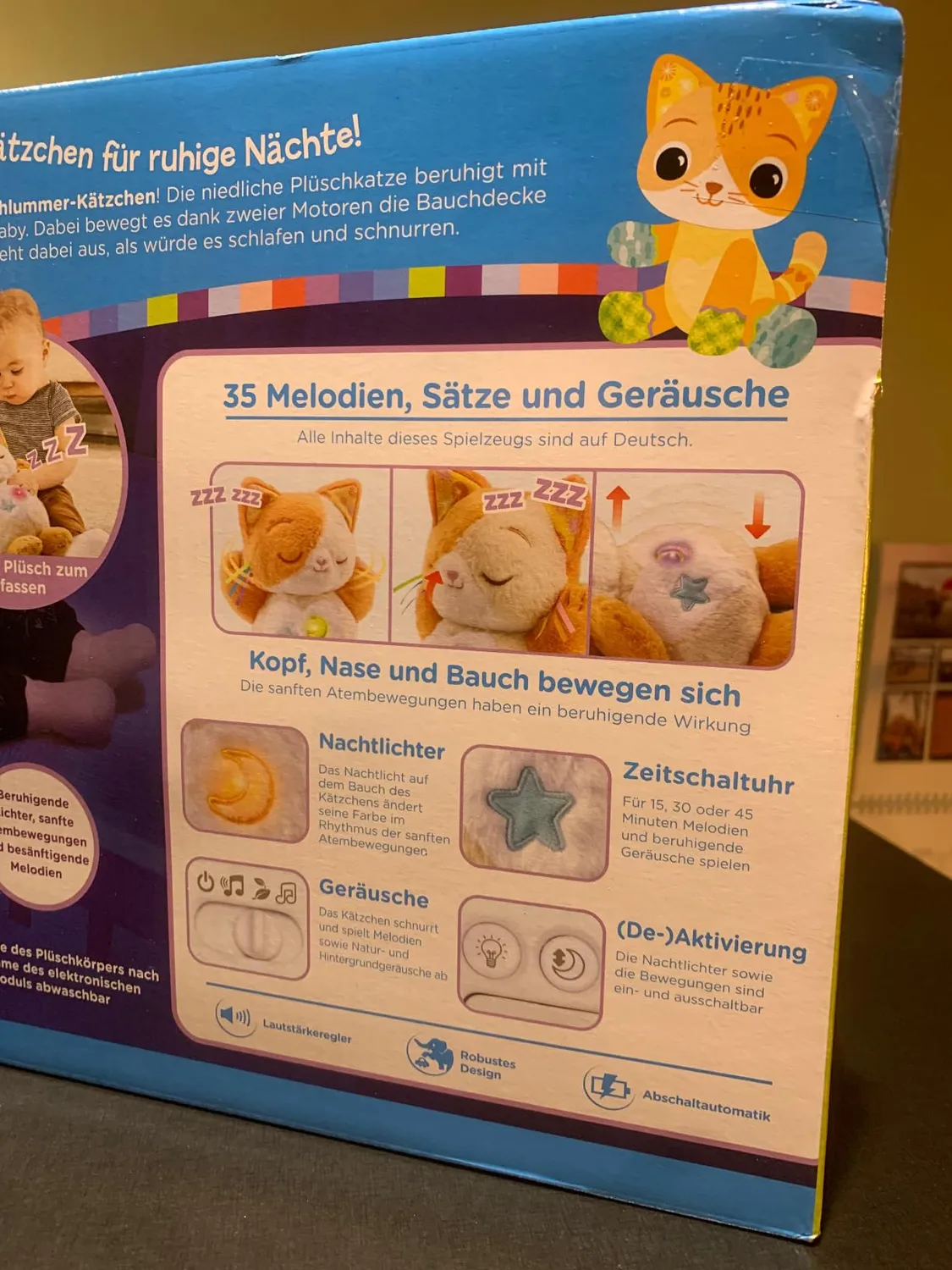 VTech Baby Schlummer-Kätzchen Kuscheltier mit Nachtlicht 0-36 M.