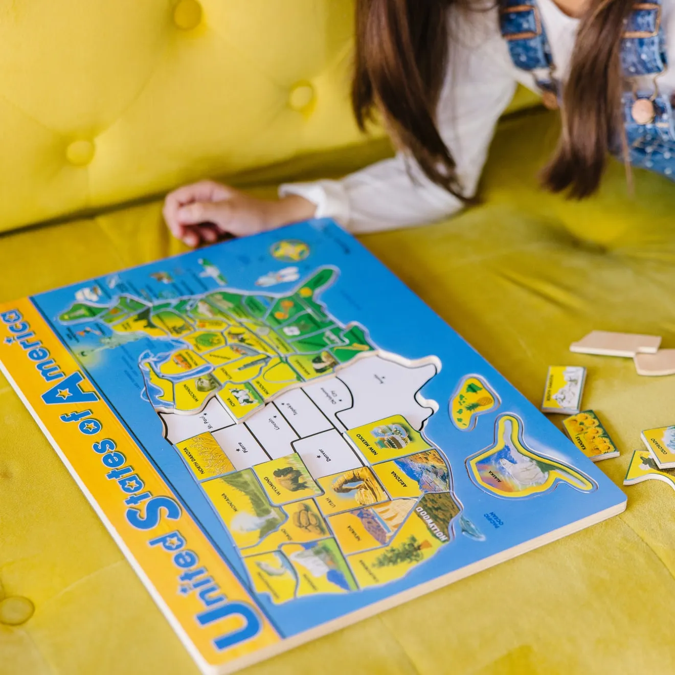 Melissa & Doug USA Karte Holzpuzzle 45-teilig Lernen