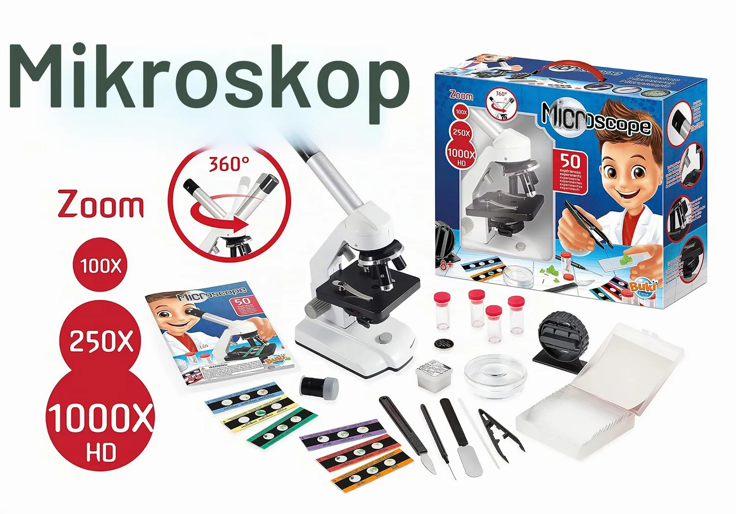 Buki MR600 Mikroskop 50 Experimente mit Glaslinsen LED