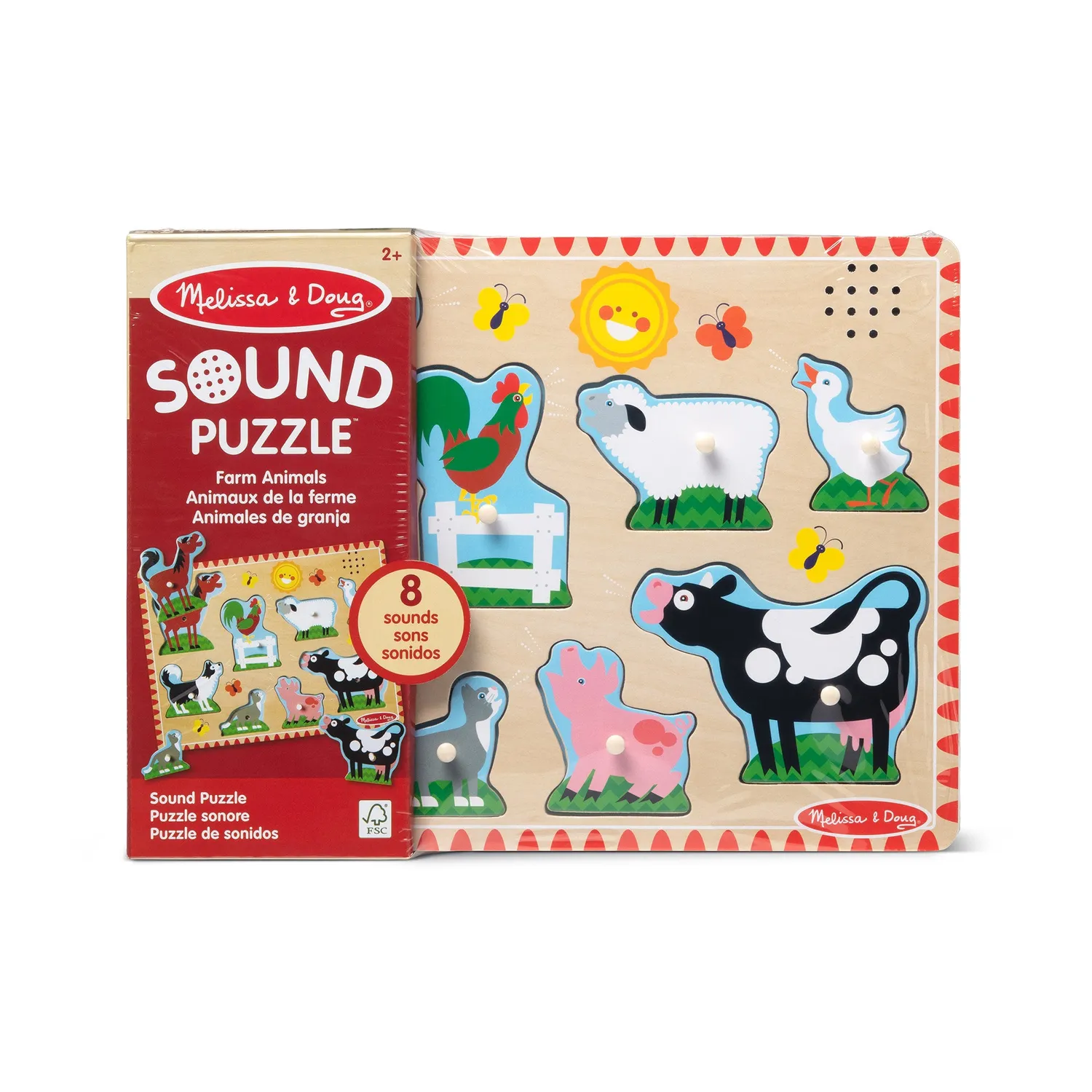 Melissa & Doug Farm Soundpuzzle Holz 8 Teile Tierstimmen