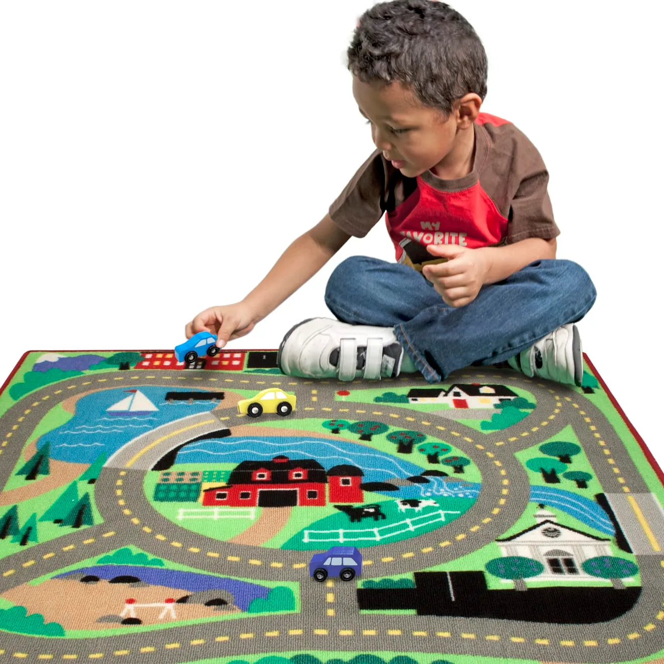 Melissa & Doug Round the Town Spielteppich mit 4 Autos
