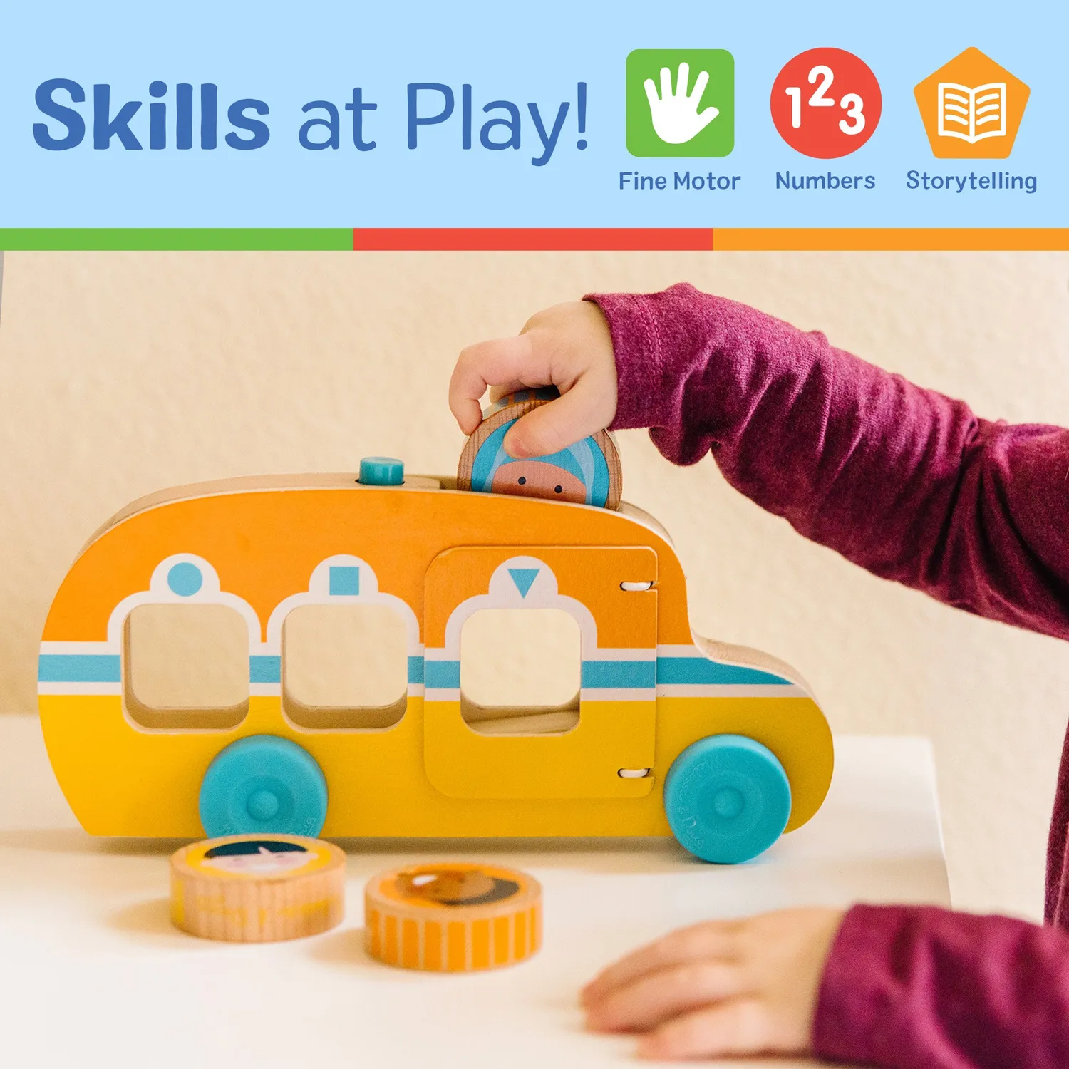 Melissa & Doug GO Tots Roll & Ride Bus Holzbus ab 1 Jahr
