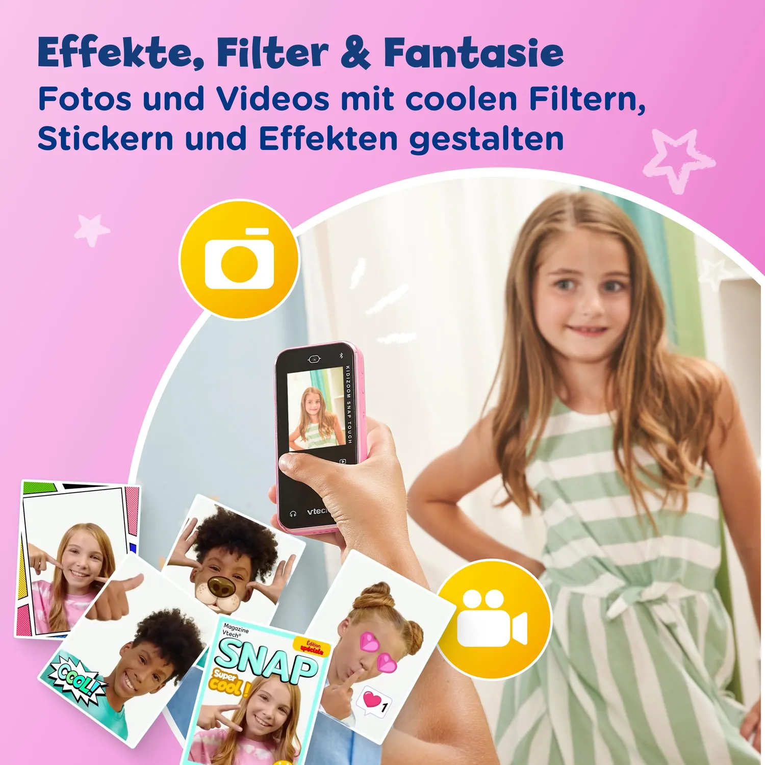 VTech KidiZoom Snap Touch Kinderkamera Pink 5MP Bluetooth