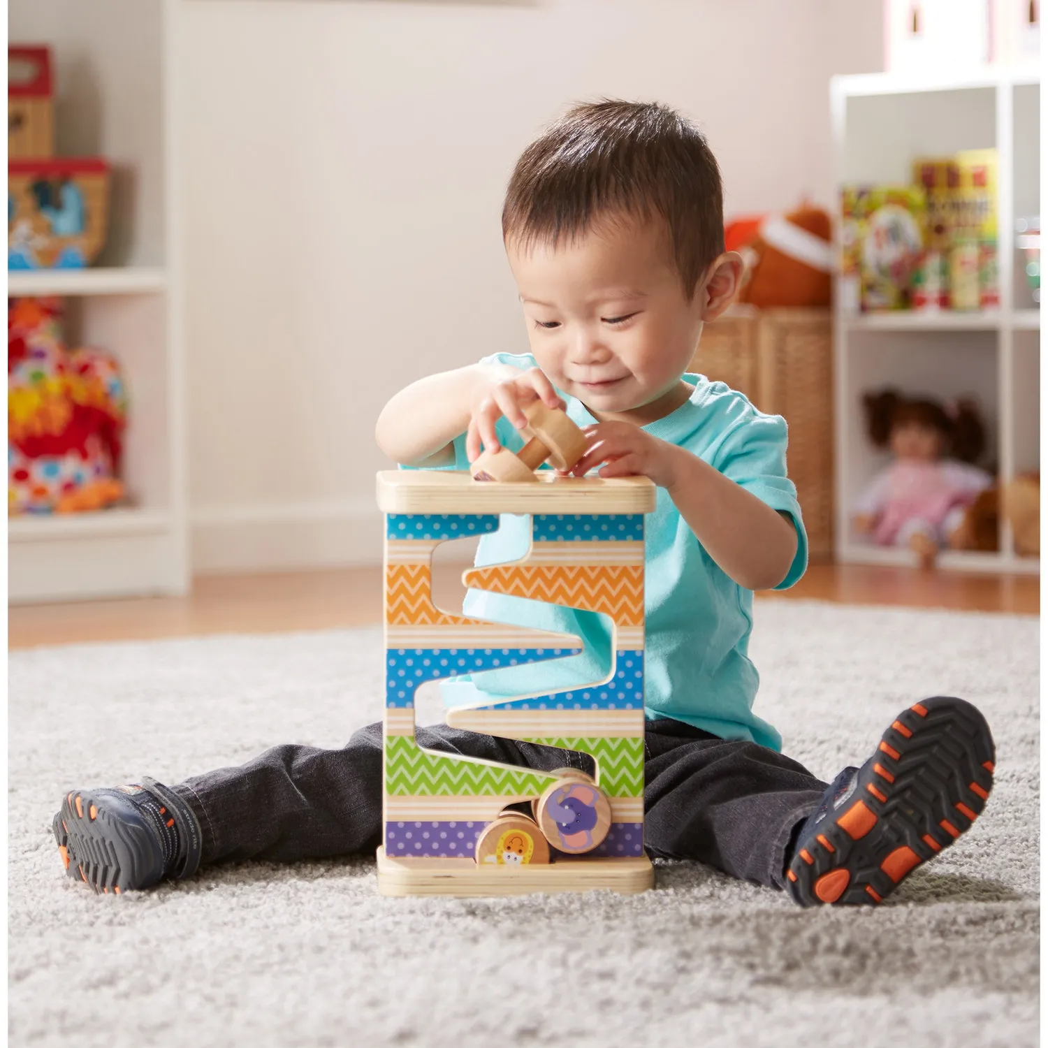 Melissa & Doug Safari Zig-Zag Tower Kugelbahn Holz 4-tlg
