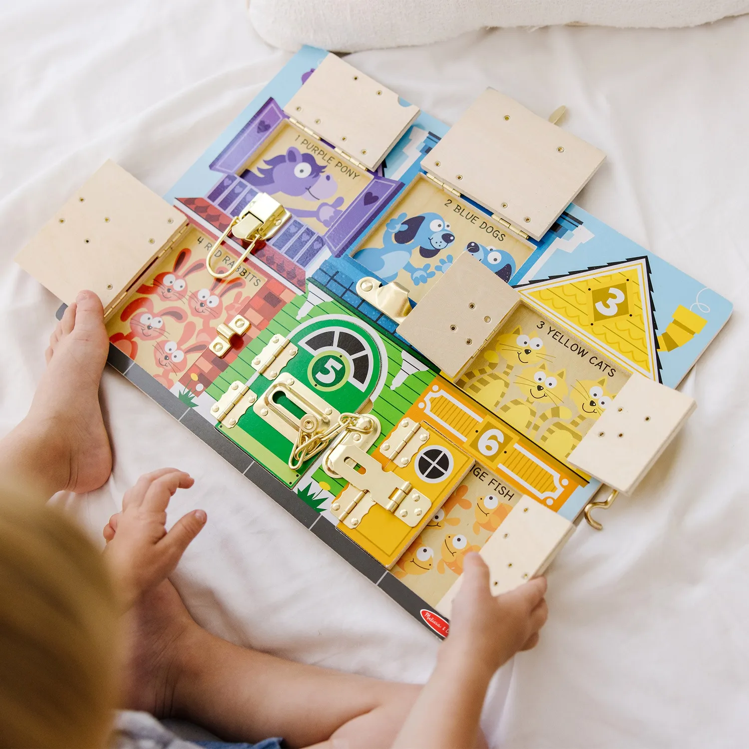 Melissa & Doug Wooden Latches Board Motorikbrett Tiere