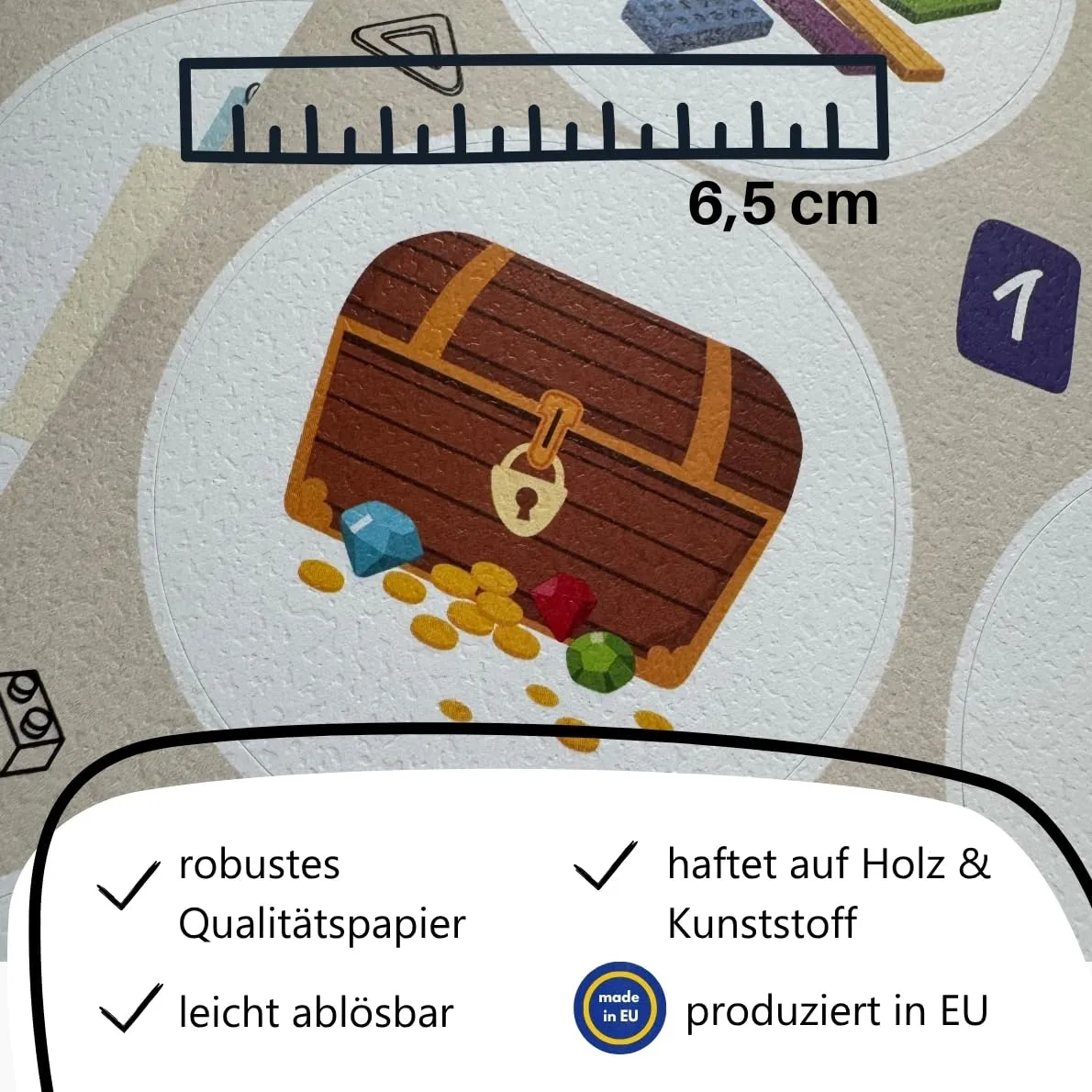 HANNIline Ordnungssticker Kinder 54 Sticker 6,5 cm Papier