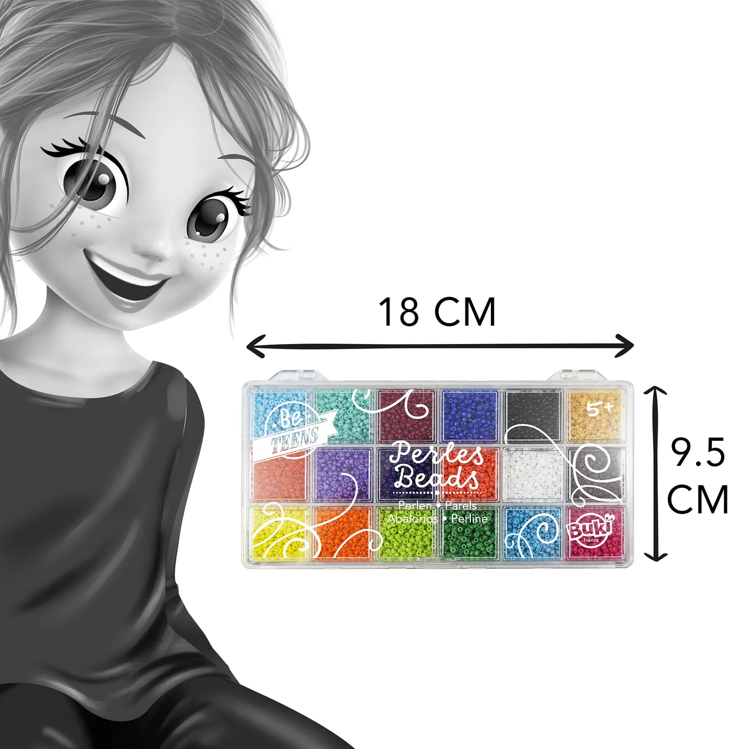 Buki Undurchsichtige Perlen PE011 Box 18 Farben 20g
