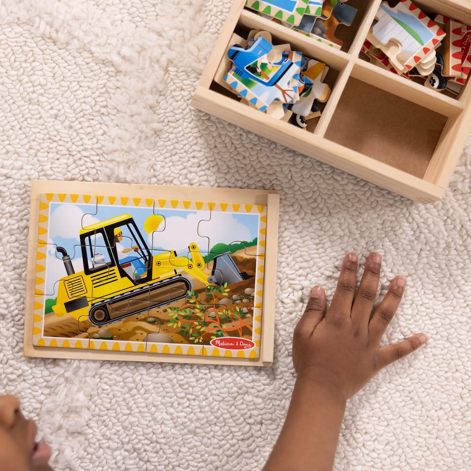 Melissa & Doug Construction Holzpuzzle Baufahrzeuge 4x12 Teile