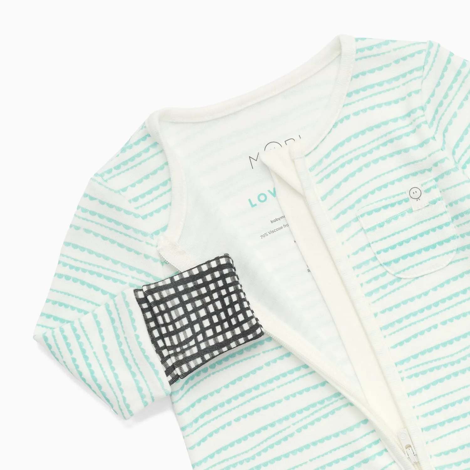MORI Lovevery Scallop Striped Strampler 0-3 Monate Bambus