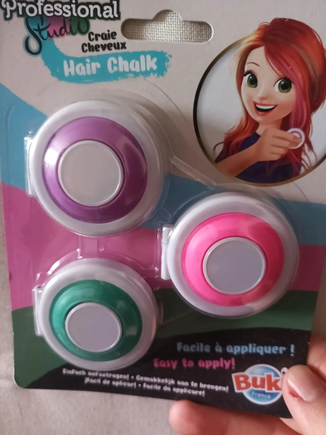 Buki PS103 Haarkreide Set 3 Farben Lila Grün Rosa