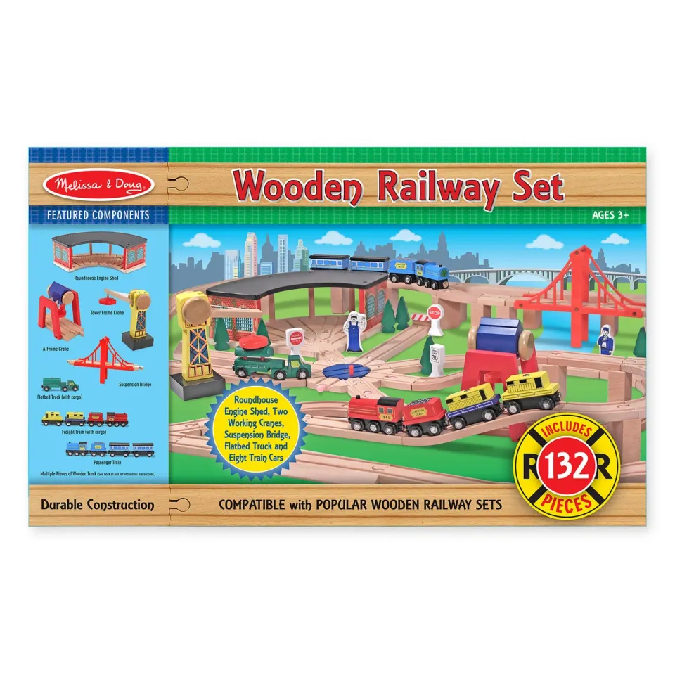 Melissa & Doug Wooden Railway Holzeisenbahn Set Bestseller