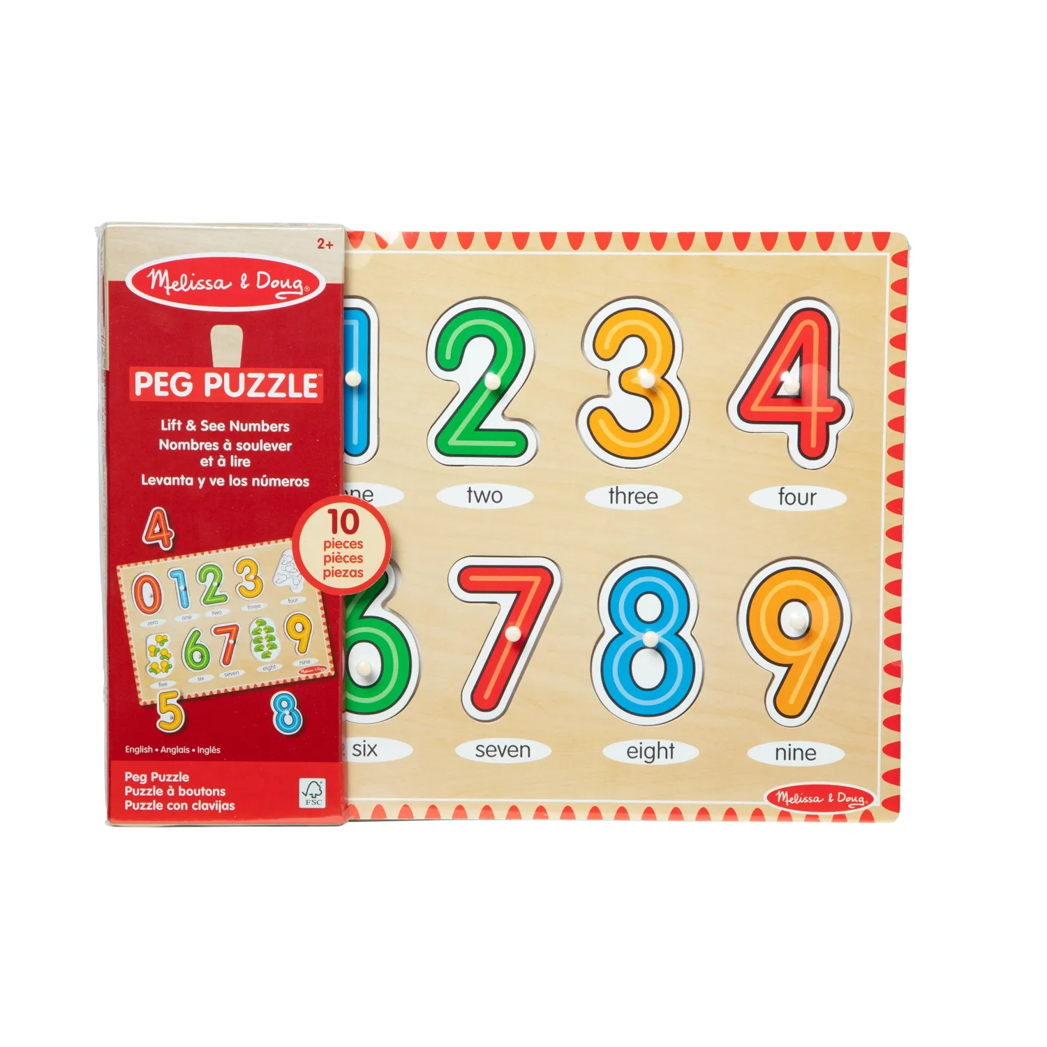 Melissa & Doug Lift & See Numbers Steckpuzzle 10-teilig