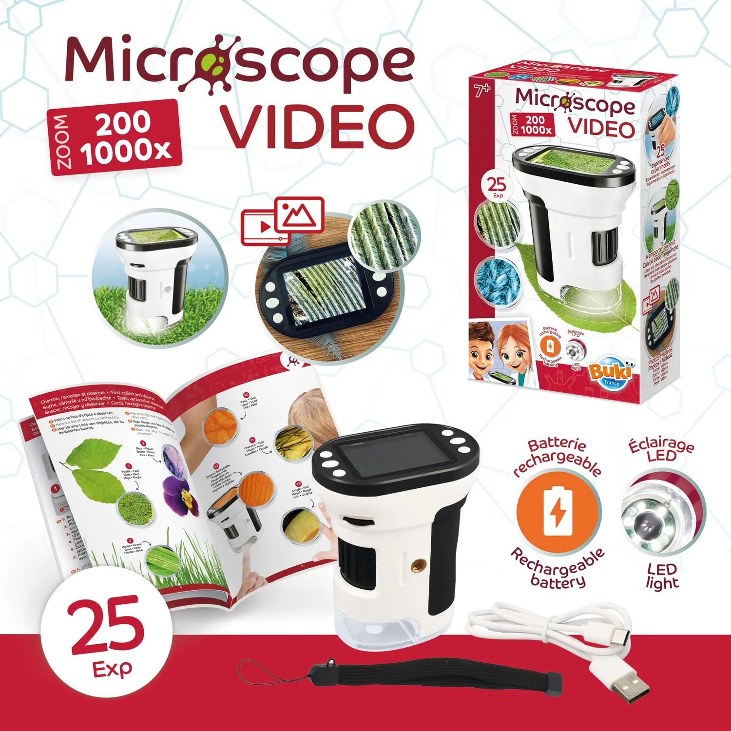Buki MR350 Videomikroskop Kinder 200x-1000x mit Display