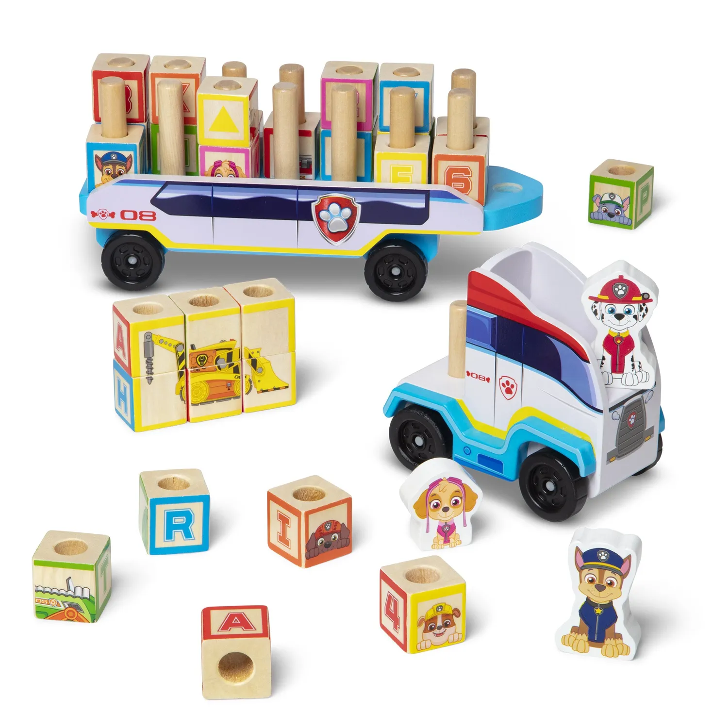 Melissa & Doug PAW Patrol ABC Holz-Laster Bausteine
