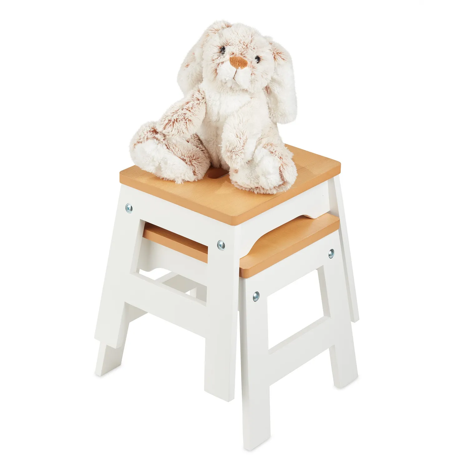 Melissa & Doug Holzhocker 2er-Set weiß Kinder 28cm
