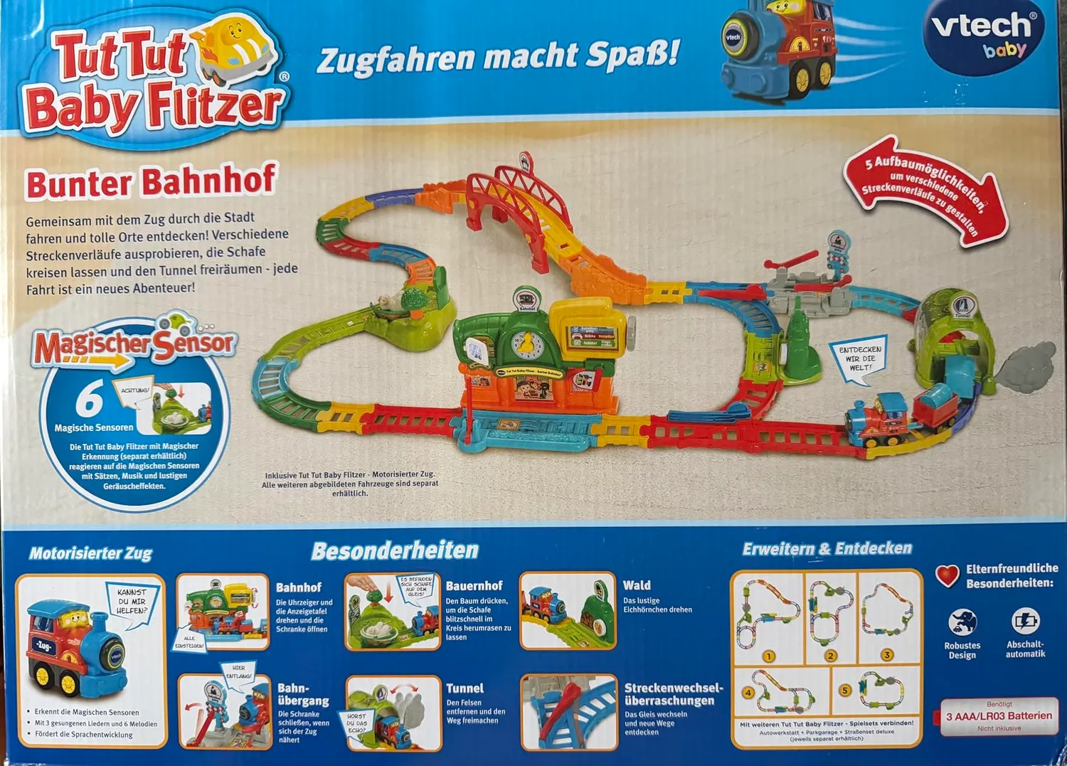 VTech Tut Tut Baby Flitzer Bunter Bahnhof Zug Spielset Motor