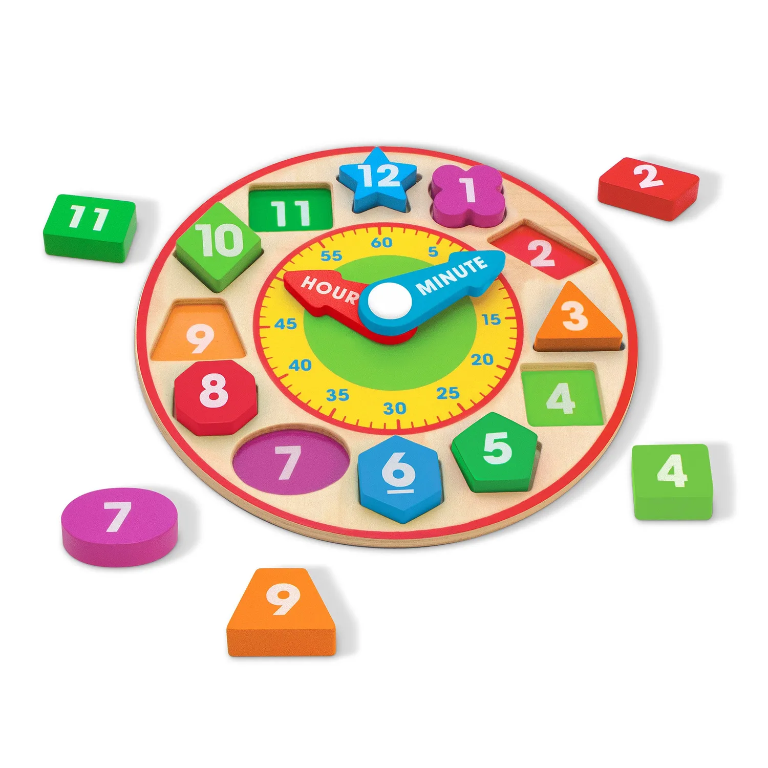 Melissa & Doug Shape Sorting Clock Lernuhr Holz Farben
