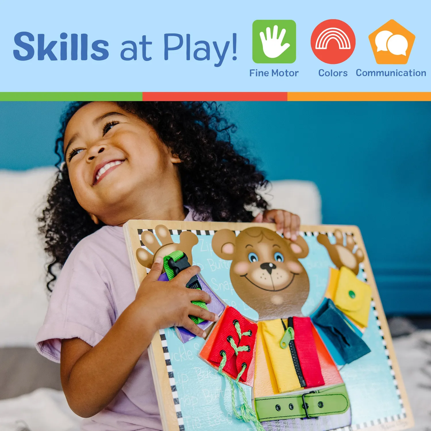 Melissa & Doug Basic Skills Puzzle Bären-Anziehbrett Holz motorisch
