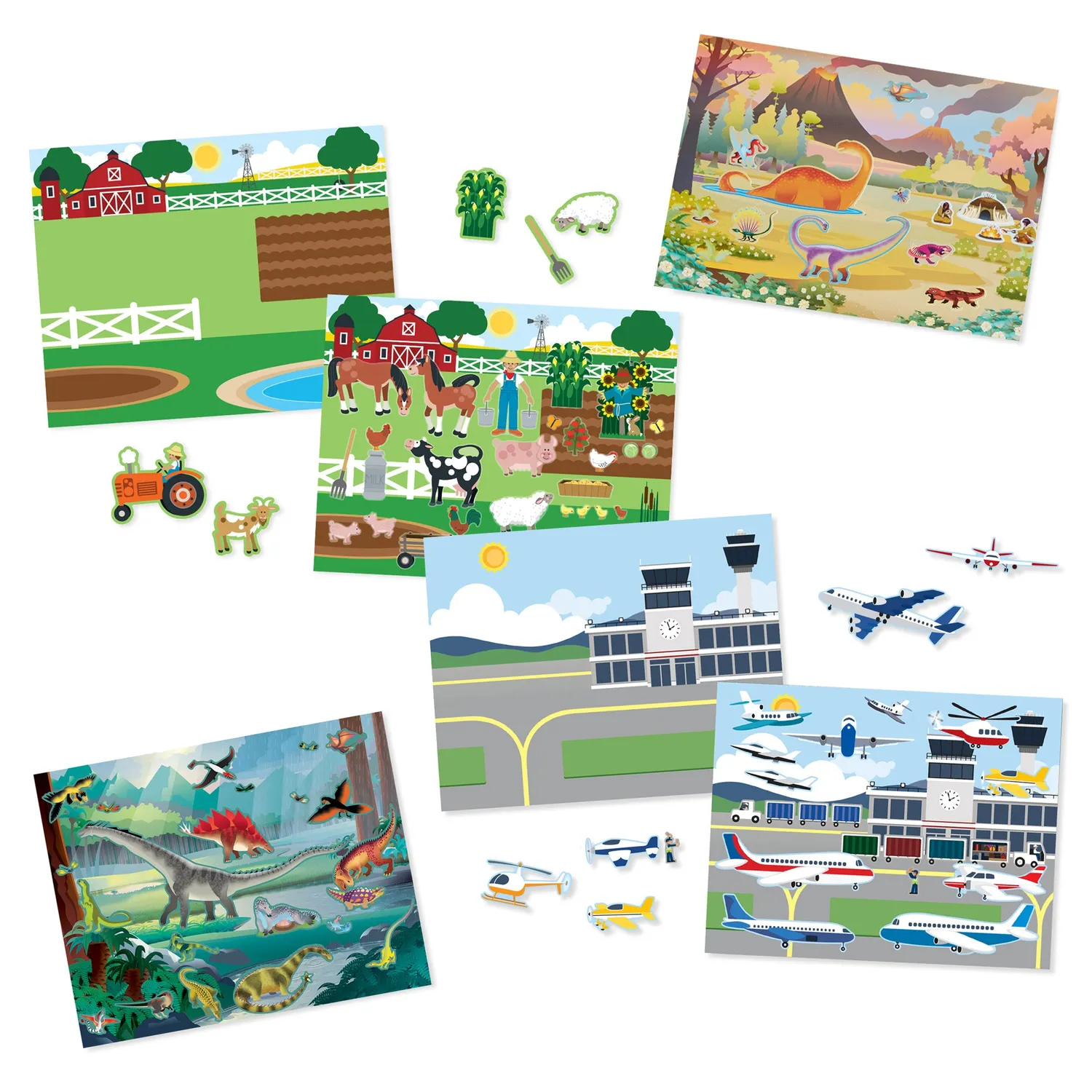 Melissa & Doug Sticker Pad 3er Set Fahrzeuge Dinosaurier