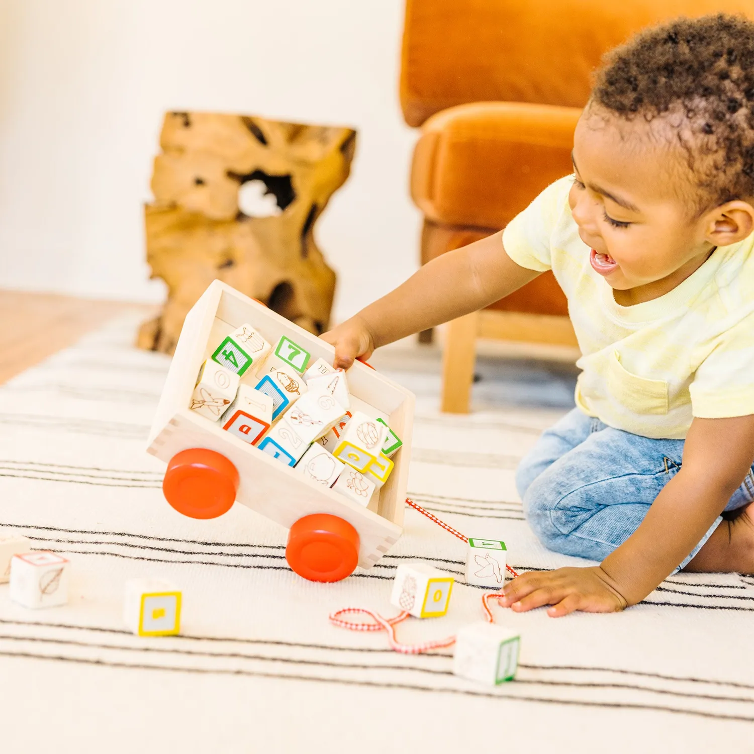 Melissa & Doug Classic ABC Block Cart Bauklötze Holz 30-tlg