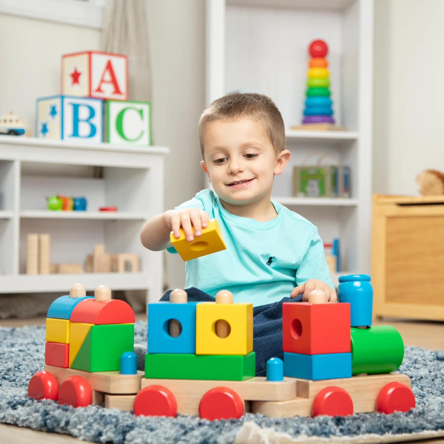 Melissa & Doug Jumbo Stacking Train Holz-Zug Stapeln Classic